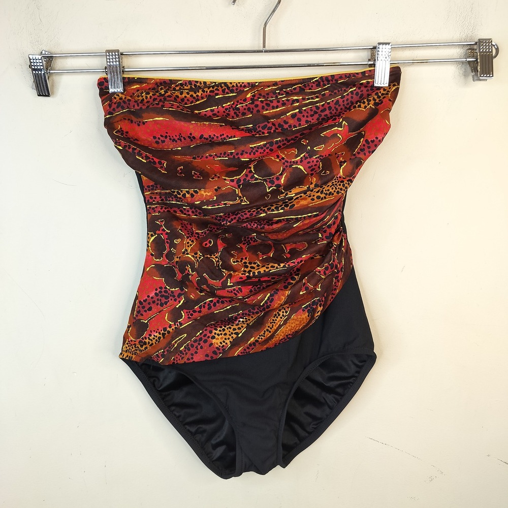 Sirena Vintage One Piece Swimsuit 8 Womens Strapless USA Made Spotted Metallic